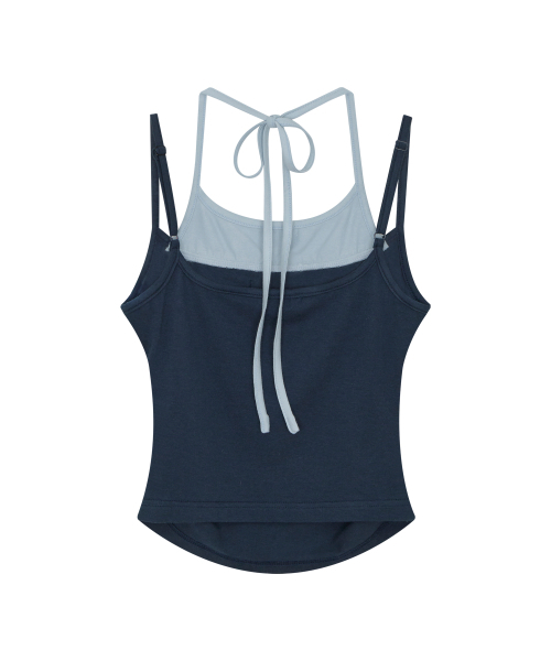 DRUNKTXT（ドランクテキスト）の「[Woman] Halterneck Layered Tank Top Sky Blue & Navy（Tシャツ/カットソー・レディース・その他・FREE）」の3枚目の写真