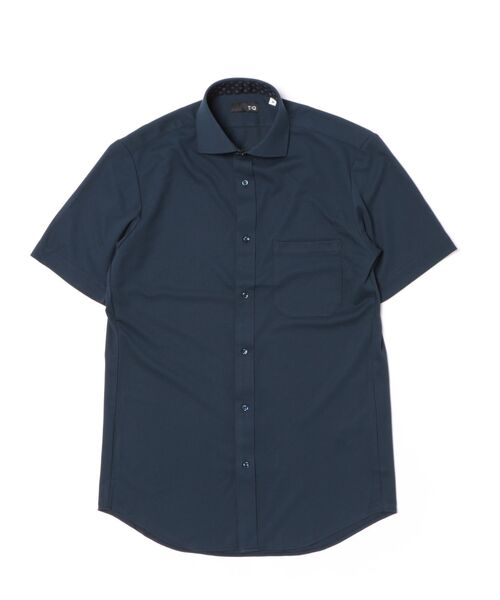 TAKA-Q（タカキュー）の「ワイシャツ メンズ ストレッチ 吸水速乾 ノンアイロン カッタウェイ 半袖 ビジネス ドレス NEWスタンダードフィット（ビジネスシャツ・メンズ・ネイビー・3L/MEDIUM/LARGE/S/X-LARGE）」の2枚目の写真
