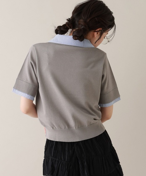 RAGEBLUE(レイジブルー)の「刺繍シャツレイヤードニットポロ(シャツ/ブラウス・レディース・グレー/ブラウン・FREE)」の7枚目の写真