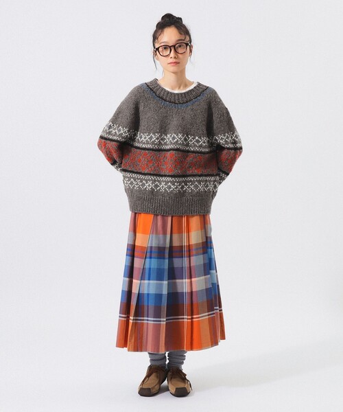 BEAMS BOY（ビームスボーイ）の「ハンドノルディック プルオーバー ニット（ニット/セーター・レディース・ネイビー/ブラウン・ONE SIZE）」の3枚目の写真