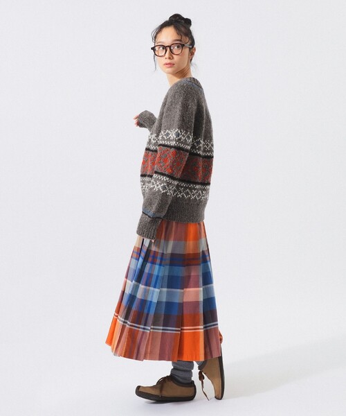 BEAMS BOY（ビームスボーイ）の「ハンドノルディック プルオーバー ニット（ニット/セーター・レディース・ネイビー/ブラウン・ONE SIZE）」の4枚目の写真