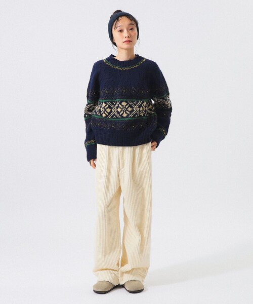 BEAMS BOY（ビームスボーイ）の「ハンドノルディック プルオーバー ニット（ニット/セーター・レディース・ネイビー/ブラウン・ONE SIZE）」の7枚目の写真