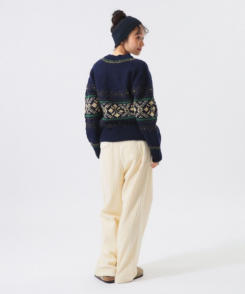 BEAMS BOY（ビームスボーイ）の「ハンドノルディック プルオーバー ニット（ニット/セーター・レディース・ネイビー/ブラウン・ONE SIZE）」の9枚目の写真