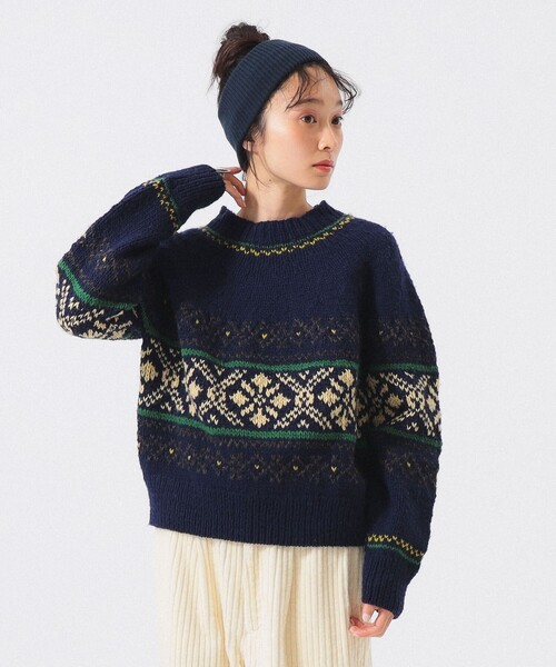 BEAMS BOY（ビームスボーイ）の「ハンドノルディック プルオーバー ニット（ニット/セーター・レディース・ネイビー/ブラウン・ONE SIZE）」の10枚目の写真