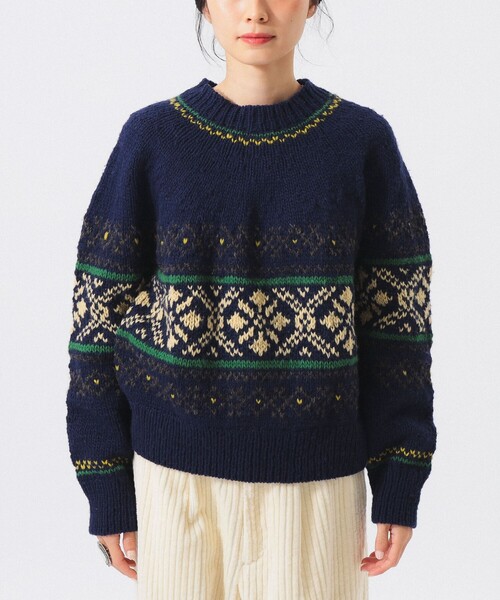 BEAMS BOY（ビームスボーイ）の「ハンドノルディック プルオーバー ニット（ニット/セーター・レディース・ネイビー/ブラウン・ONE SIZE）」の11枚目の写真