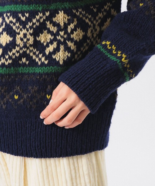 BEAMS BOY（ビームスボーイ）の「ハンドノルディック プルオーバー ニット（ニット/セーター・レディース・ネイビー/ブラウン・ONE SIZE）」の15枚目の写真