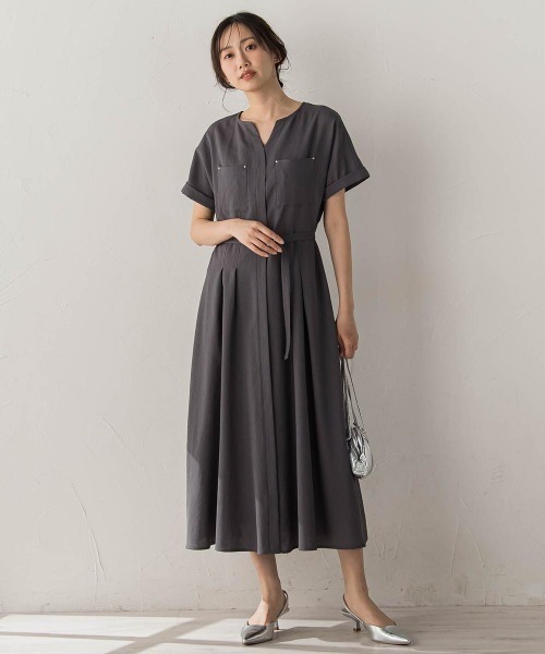 Droite lautreamont(ドロワットロートレアモン)の「ラフロニークロスワンピース(ワンピース・レディース・チャコールグレー/カーキ/ネイビー・S/M)」の1枚目の写真