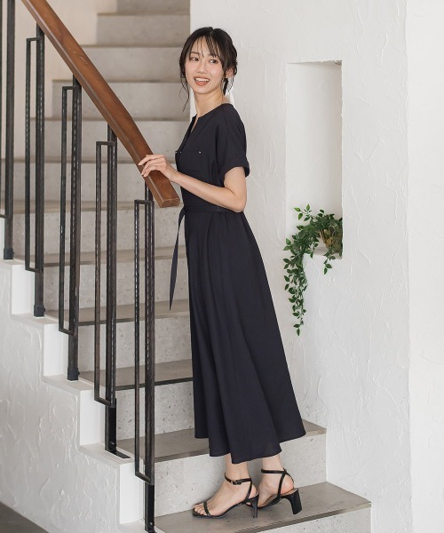 Droite lautreamont(ドロワットロートレアモン)の「ラフロニークロスワンピース(ワンピース・レディース・チャコールグレー/カーキ/ネイビー・S/M)」の6枚目の写真