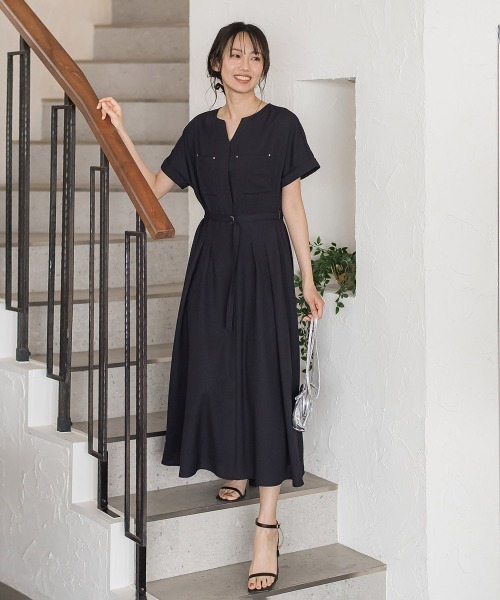 Droite lautreamont(ドロワットロートレアモン)の「ラフロニークロスワンピース(ワンピース・レディース・チャコールグレー/カーキ/ネイビー・S/M)」の4枚目の写真