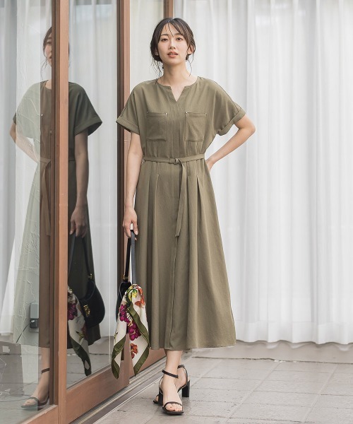 Droite lautreamont(ドロワットロートレアモン)の「ラフロニークロスワンピース(ワンピース・レディース・チャコールグレー/カーキ/ネイビー・S/M)」の9枚目の写真