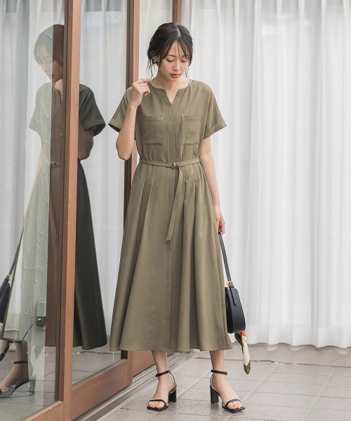 Droite lautreamont(ドロワットロートレアモン)の「ラフロニークロスワンピース(ワンピース・レディース・チャコールグレー/カーキ/ネイビー・S/M)」の10枚目の写真