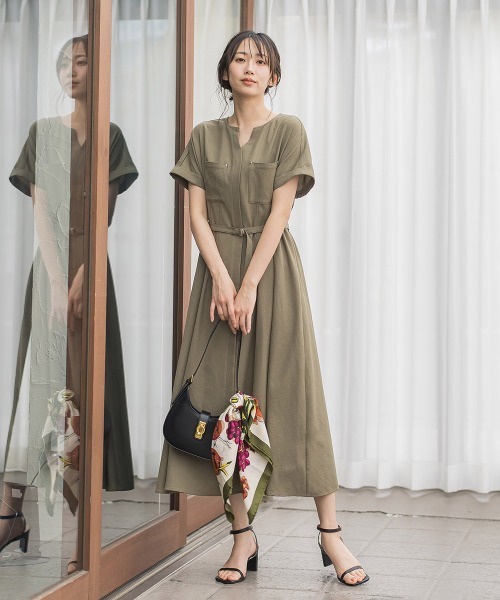 Droite lautreamont(ドロワットロートレアモン)の「ラフロニークロスワンピース(ワンピース・レディース・チャコールグレー/カーキ/ネイビー・S/M)」の11枚目の写真