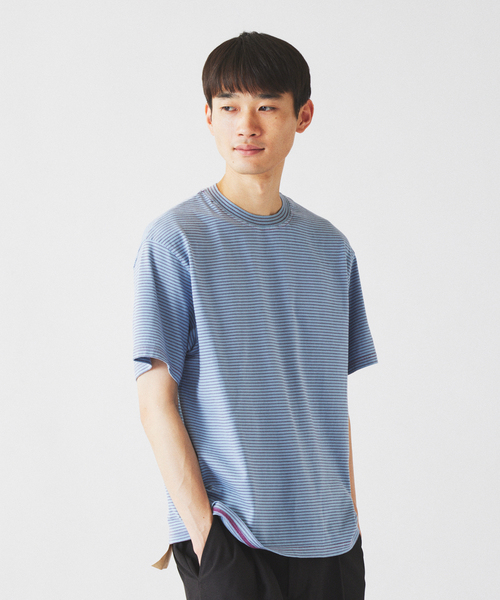Yonetomi(ヨネトミ)の「米富繊維 / Yonetomi 別注 ガーメントダイ ボーダー Tシャツ(Tシャツ/カットソー・メンズ・ダークグリーン/チャコールグレー/ブラウン/パープル/ブルー系その他・LARGE/MEDIUM)」の11枚目の写真