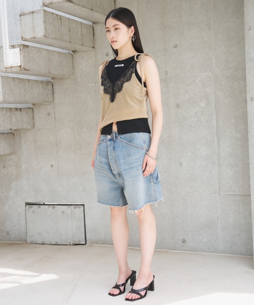 SOEMIN(ソミン)の「【SELECT】Denim bermuda pants/ウエストクロスデニムハーフパンツ(デニムパンツ・レディース・ライトブルー/ブラック・FREE)」の16枚目の写真