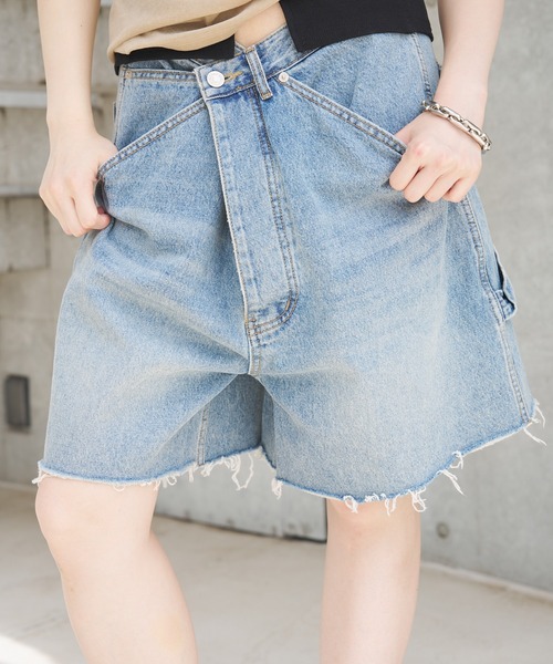 SOEMIN(ソミン)の「【SELECT】Denim bermuda pants/ウエストクロスデニムハーフパンツ(デニムパンツ・レディース・ライトブルー/ブラック・FREE)」の18枚目の写真