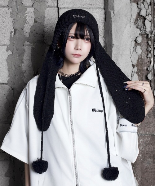 Whinny(ホワイニー)の「Whinny/【2026春夏新作♪】きらめくうさジャンプ帽(ニットキャップ/ビーニー・レディース・ブラック/ホワイト/グレー・FREE)」の5枚目の写真