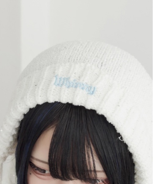 Whinny(ホワイニー)の「Whinny/【2026春夏新作♪】きらめくうさジャンプ帽(ニットキャップ/ビーニー・レディース・ブラック/ホワイト/グレー・FREE)」の7枚目の写真