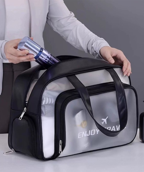 ONEP STAR(ワンピスター)の「クリアポケット付きトラベルボストンバッグ(ボストンバッグ・レディース・ブラック/ベージュ/ピンク/ミント・FREE)」の9枚目の写真