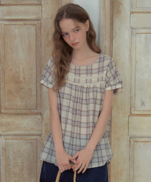 Avel Lace Check Blouse_Light Blue(OB6BL12)
