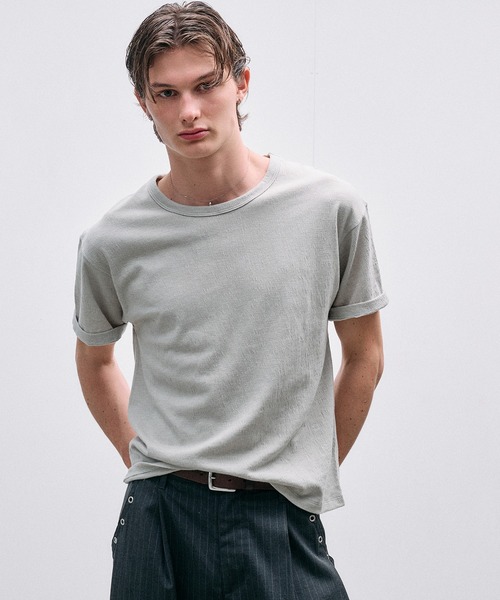 Adoon plain（アドーンプレーン）の「REVERSIBLE DOUBLE FACE T / リバーシブルダブルフェイスT（Tシャツ/カットソー・メンズ・チャコールグレー/ライトグレー/ネイビー/カーキ・MEDIUM/LARGE）」の20枚目の写真