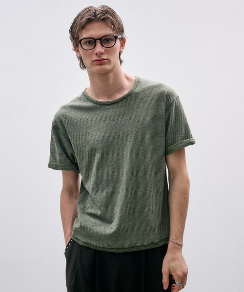 Adoon plain（アドーンプレーン）の「REVERSIBLE DOUBLE FACE T / リバーシブルダブルフェイスT（Tシャツ/カットソー・メンズ・チャコールグレー/ライトグレー/ネイビー/カーキ・MEDIUM/LARGE）」の9枚目の写真