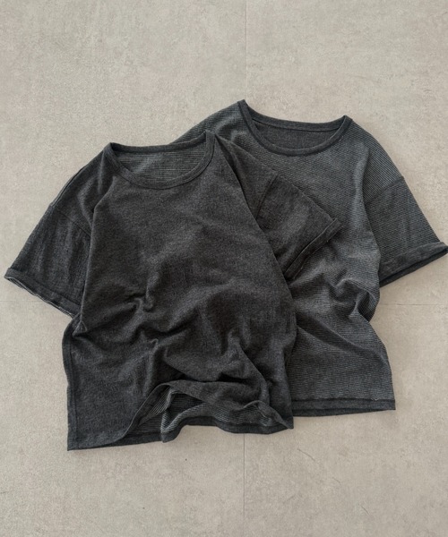 Adoon plain（アドーンプレーン）の「REVERSIBLE DOUBLE FACE T / リバーシブルダブルフェイスT（Tシャツ/カットソー・メンズ・チャコールグレー/ライトグレー/ネイビー/カーキ・MEDIUM/LARGE）」の21枚目の写真
