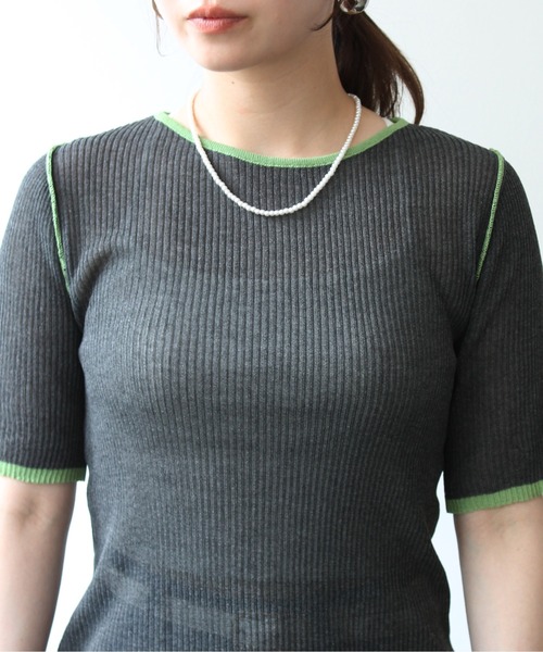 Meli rich(メリーリッチ)の「麻タッチ配色クルーネックプルオーバー(Tシャツ/カットソー・レディース・グレー/チャコールグレー/アイボリー・FREE)」の21枚目の写真