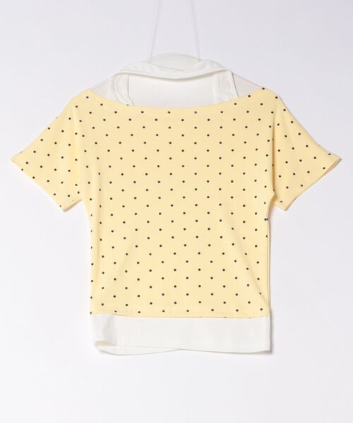 AsheKsha(アシクシャ)の「三色の水玉模様オフショルダーフェイクツーピーストップス(Tシャツ/カットソー・レディース・グリーン/イエロー/ネイビー・M)」の15枚目の写真