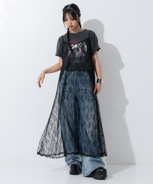 ANAP(アナップ)の「重ね着 レース ロングワンピース(ワンピース・レディース・ホワイト/ブラック・F)」の2枚目の写真