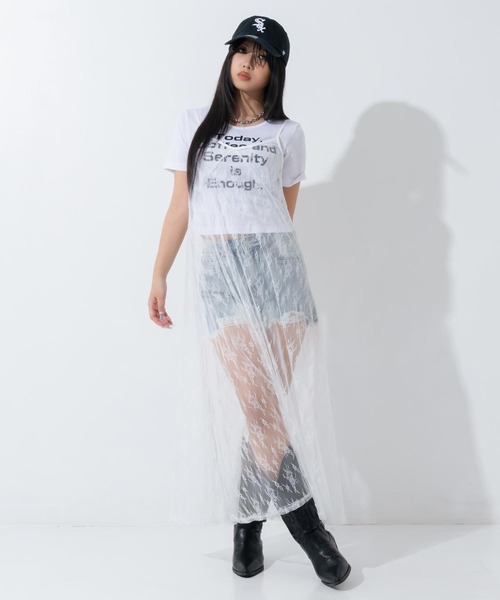 ANAP(アナップ)の「重ね着 レース ロングワンピース(ワンピース・レディース・ホワイト/ブラック・F)」の4枚目の写真
