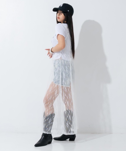 ANAP(アナップ)の「重ね着 レース ロングワンピース(ワンピース・レディース・ホワイト/ブラック・F)」の6枚目の写真