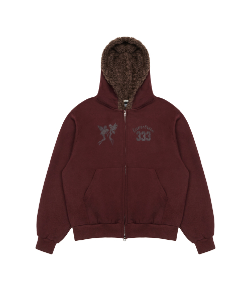 EV FAIRY FUR HOOD ZIP UP(BURGUNDY)（パーカー）｜LUVISTRUE（ラヴ