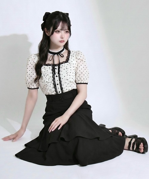 DearMyLoveRose(ディアマイラブローズ)の「チョーカーセットシアードットギャザーブラウス【大きいサイズあり】(シャツ/ブラウス・レディース・オフホワイト/ブラック・L~LL/M-L/LL~3L)」の20枚目の写真