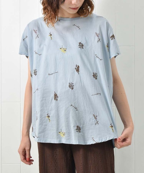 Bleu Bleuet（ブルーブルーエ）の「総刺繍Tシャツ（Tシャツ/カットソー・レディース・ミント/オフホワイト/ターコイズブルー・FREE）」の3枚目の写真