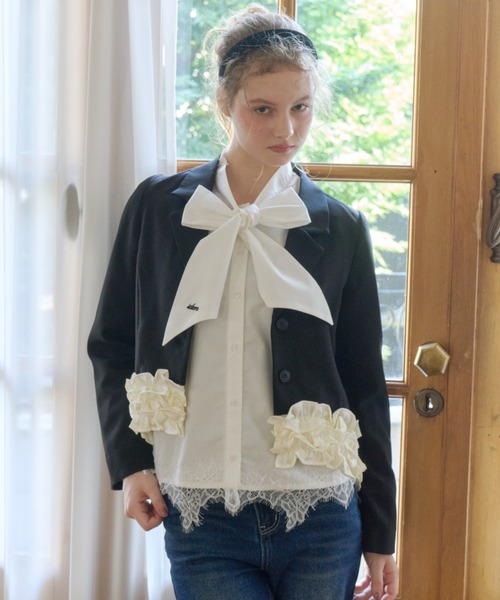 idem(イデム)の「many frill jacket / 裾フリルジャケット(テーラードジャケット・レディース・ブラック/ブラウン・FREE)」の17枚目の写真