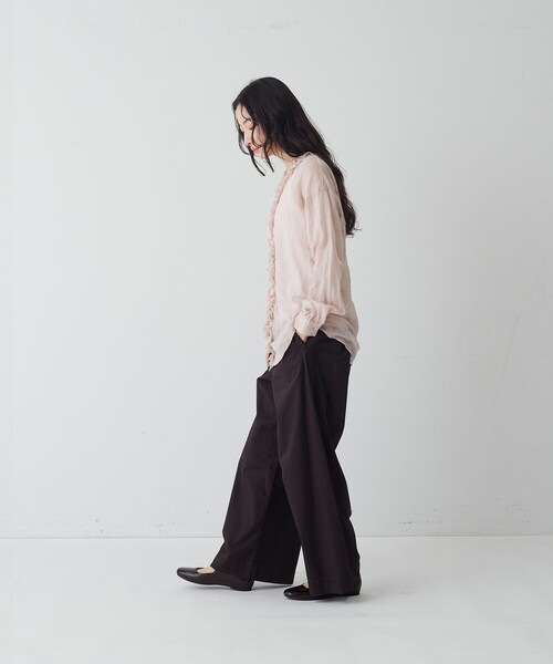 conges payes ADIEU TRISTESSE(コンジェ ペイエ アデュートリステス)の「シャーリングフリルブラウス(シャツ/ブラウス・レディース・ピンク/ネイビー・38)」の15枚目の写真