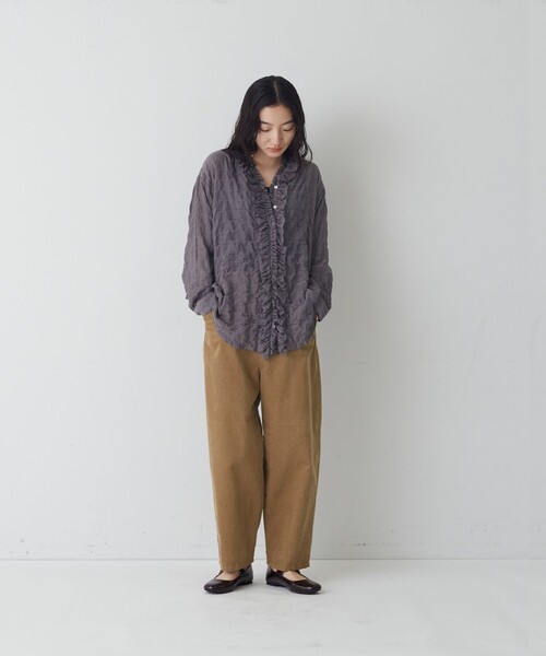 conges payes ADIEU TRISTESSE(コンジェ ペイエ アデュートリステス)の「シャーリングフリルブラウス(シャツ/ブラウス・レディース・ピンク/ネイビー・38)」の11枚目の写真
