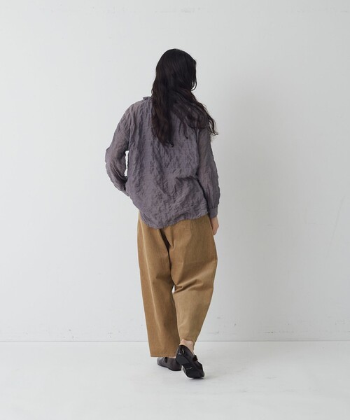 conges payes ADIEU TRISTESSE(コンジェ ペイエ アデュートリステス)の「シャーリングフリルブラウス(シャツ/ブラウス・レディース・ピンク/ネイビー・38)」の3枚目の写真