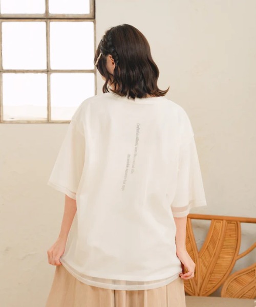 amr.（アムレ）の「チュールレイヤードTシャツ（Tシャツ/カットソー・レディース・ブルー/ホワイト・FREE）」の4枚目の写真