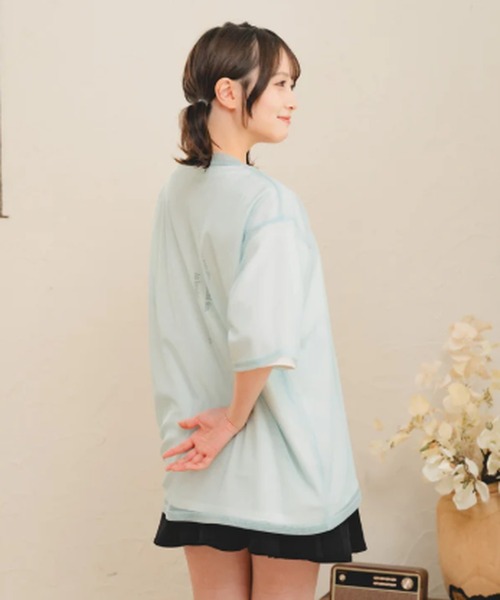 amr.（アムレ）の「チュールレイヤードTシャツ（Tシャツ/カットソー・レディース・ブルー/ホワイト・FREE）」の10枚目の写真