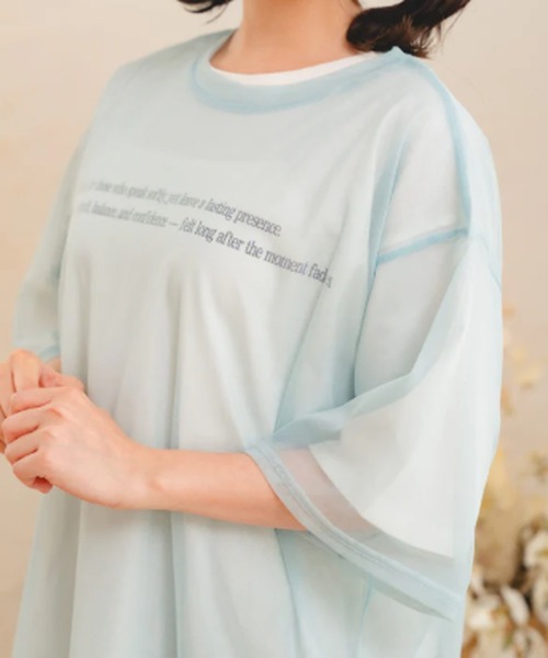 amr.（アムレ）の「チュールレイヤードTシャツ（Tシャツ/カットソー・レディース・ブルー/ホワイト・FREE）」の11枚目の写真