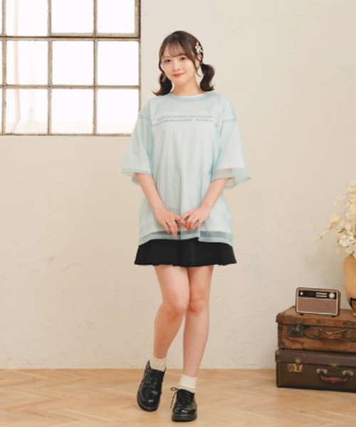 amr.（アムレ）の「チュールレイヤードTシャツ（Tシャツ/カットソー・レディース・ブルー/ホワイト・FREE）」の19枚目の写真