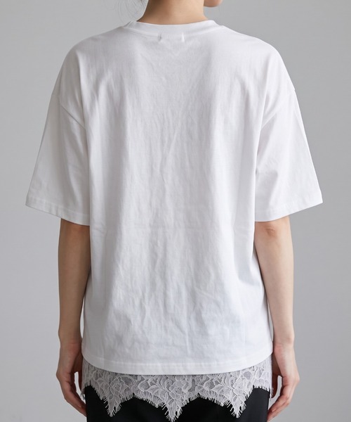 GIVERNY（ジヴェルニー）の「裾レースで大人可愛く♪格上げデザインTシャツ（Tシャツ/カットソー・レディース・ブラック/ホワイト/ベージュ・FREE）」の16枚目の写真