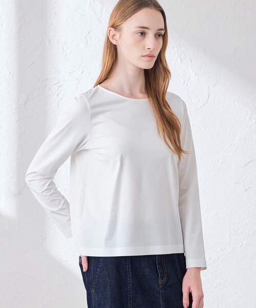 MACKINTOSH LONDON(マッキントッシュ ロンドン)の「【The Essential Collection】プレーティング天竺プルオーバー(Tシャツ/カットソー・レディース・オフホワイト/チャコールグレー・40/38)」の1枚目の写真