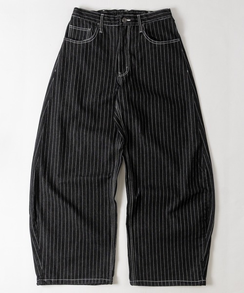 JOHN'S CLOSET(ジョンズクローゼット)の「【31】ヒッコリー バレルレッグワイドパンツ(デニムパンツ・メンズ・ブラック/ネイビー・LARGE/MEDIUM)」の1枚目の写真