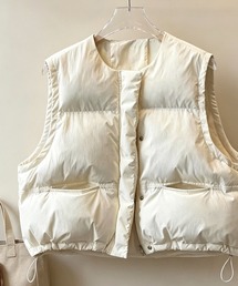 ノーカラー中綿ベスト