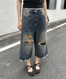 ダメージデニム・クロップドパンツ