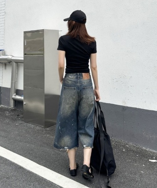Ritzy（リッツィー）の「ダメージデニム・クロップドパンツ（デニムパンツ・レディース・ブルー・LARGE/MEDIUM）」の5枚目の写真