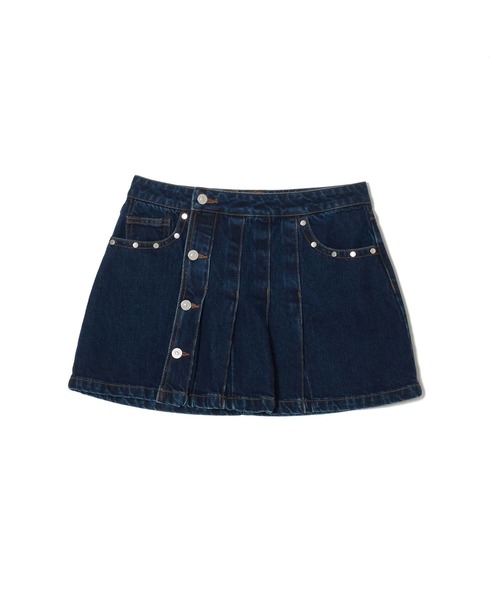 AFB（エーエフビー）の「WMS STUDDED MINI SKIRT（デニムスカート・レディース・カーキ/ブルー・XS）」の2枚目の写真