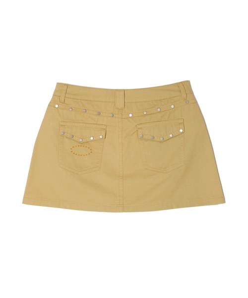 AFB（エーエフビー）の「WMS STUDDED MINI SKIRT（デニムスカート・レディース・カーキ/ブルー・XS）」の3枚目の写真